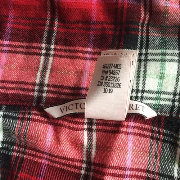VICTORIAS SECRET PLAID FLANNEL PAJAMA SLEEP TOP MEDIUM - Picture 8 of 11